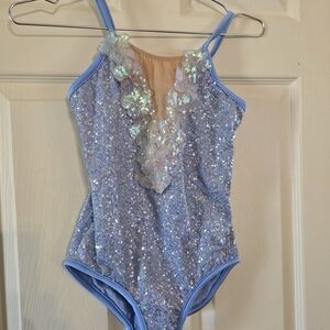 Sparkle Blue Girls' Dance Costume Leotard